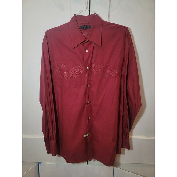 Men EXPRESS XL Dress Shirt L/S 100%‎ Cotton Paisley - Picture 2 of 5